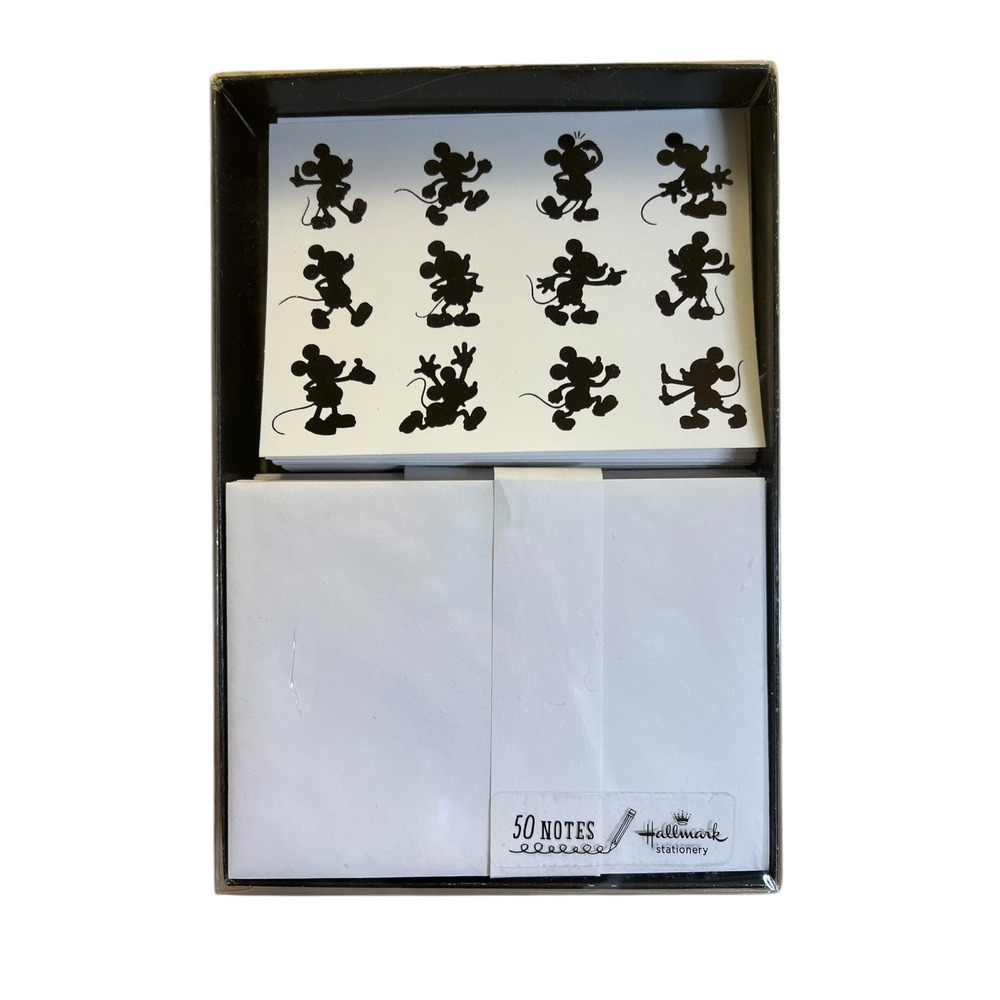 33 Count Hallmark Blank Note Cards and Envelopes Disney Mickey Mouse Black White